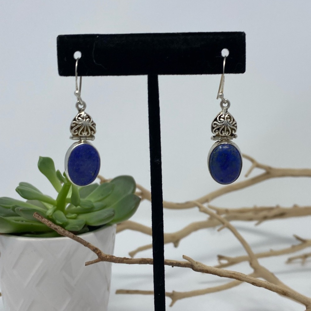 Lapis Lazuli Earrings Sterling Silver